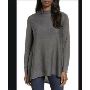 EILEEN FISHER Lyocell turtleneck gray long sleeve knit top size XS
